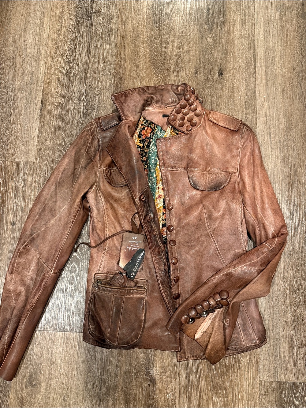 Un Solo Mondo Sambista Leather Jacket IT 42 US Small NWT Studded Silk Lined